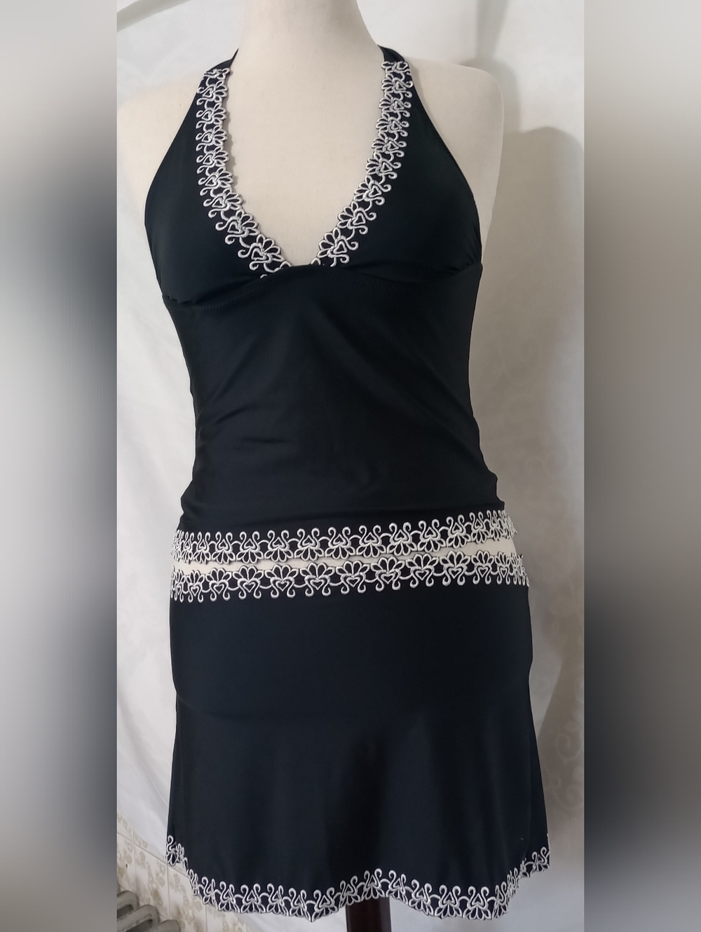 BECCA Black Tankini with White Trim